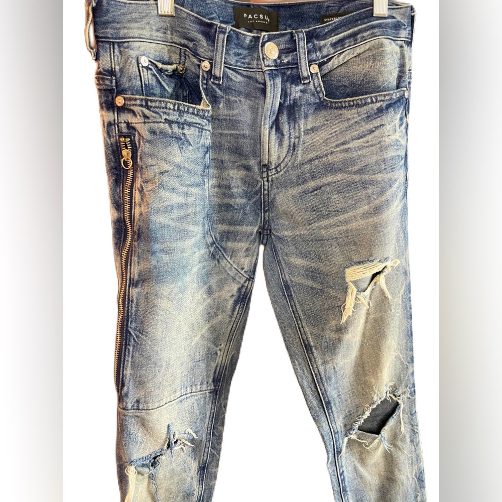 Pacsun rugged distressed skinny jeans in dark wash denim